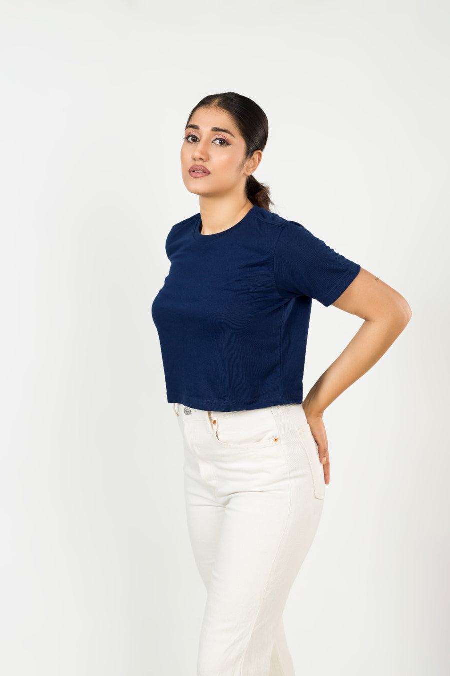 Navy Blue Crop Top