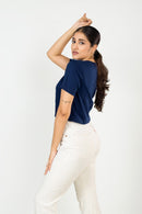 Navy Blue Crop Top FEMI