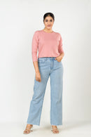 Peach Long Sleeve Crop Top FEMI