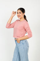 Peach Long Sleeve Crop Top FEMI