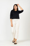 Black Long Sleeve Crop Top FEMI