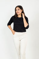 Black Long Sleeve Crop Top FEMI