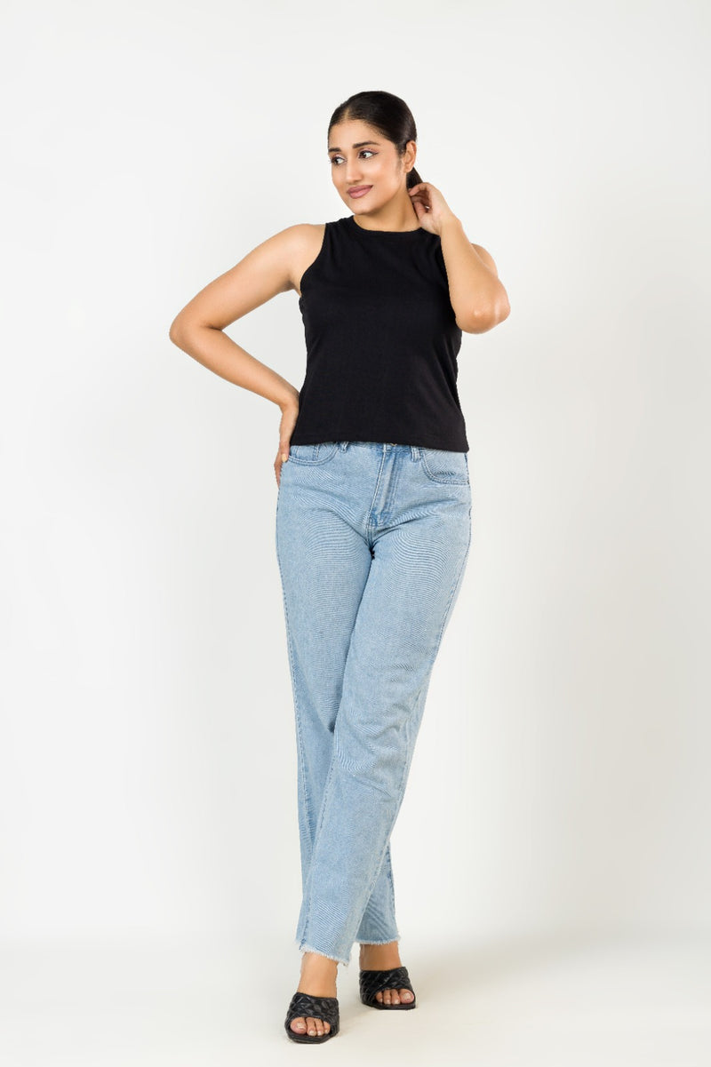 Black Sleeveless T-shirt FEMI