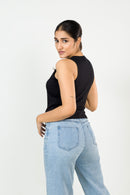 Black Sleeveless T-shirt FEMI