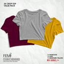 3 PACK CROP TOPS - MAROON, ASH, MUSTARD YELLOW FEMI