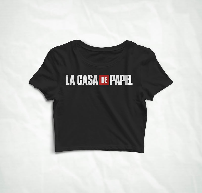 La Casa De Papel Crop T-shirt - Black FEMI