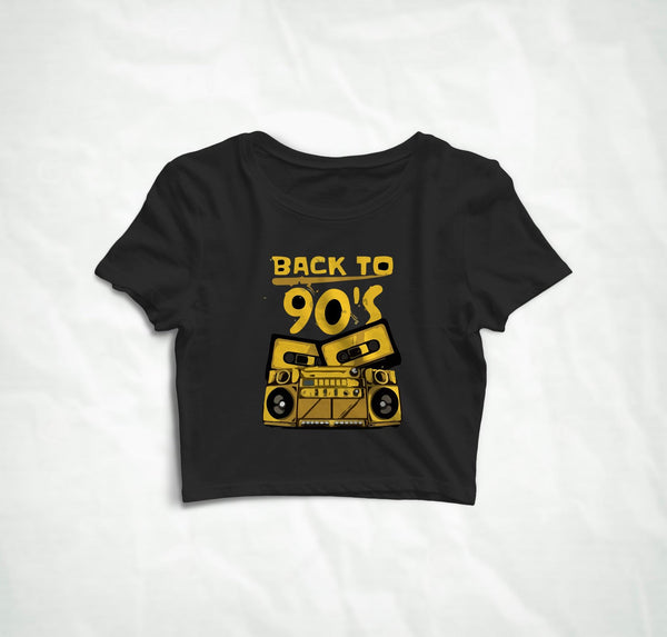 Back to 90's -Black Crop Top Tee FEMI