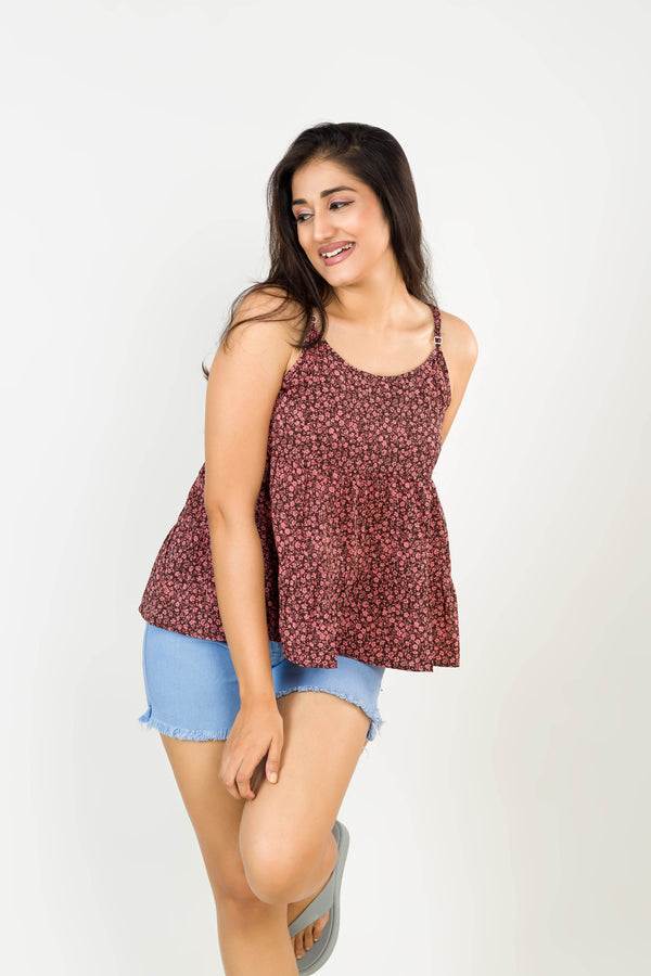 Pink Flared strappy top FEMI