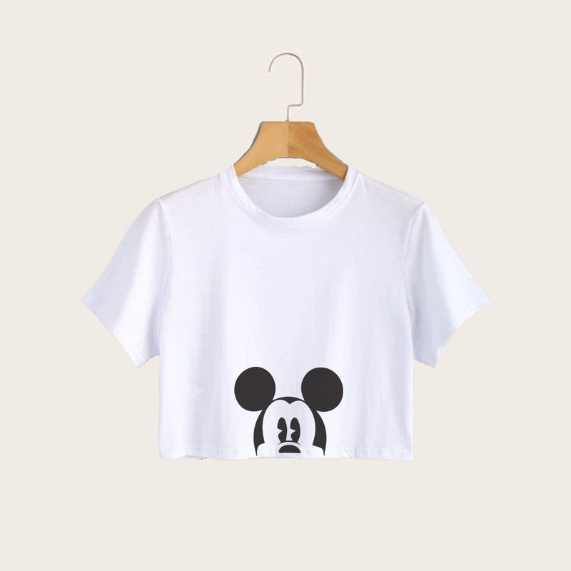 MICKEY MOUSE - White Crop Top Tee FEMI