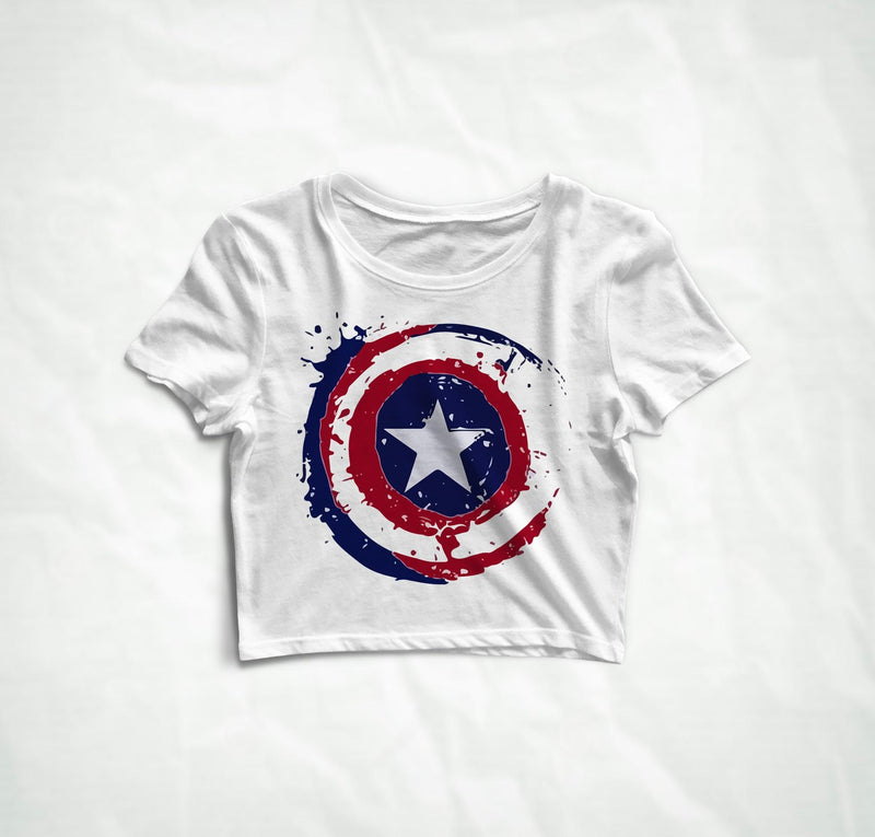 Avengers Captain America Shield Crop Top - White FEMI