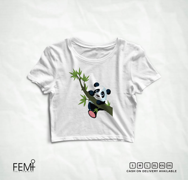 PANDA BABY - White Crop Top Tee FEMI