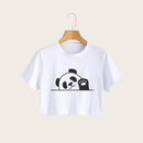 PANDA - White Crop Top Tee FEMI